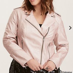 Torrid Rose Gold Metallic Faux Leather Moto Jacket
